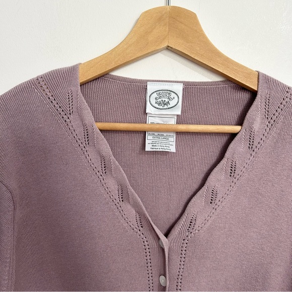 Vintage Laura Ashley Cardigan Size XL Dusty pink/lilac - Picture 4 of 9